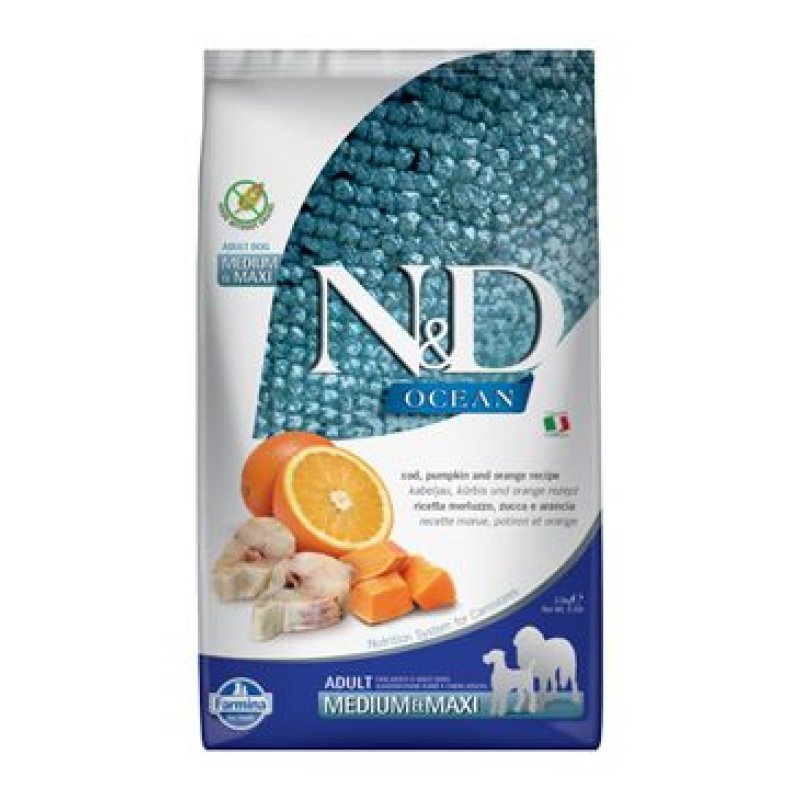 N&D OCEAN DOG Adult M/L Codfish&Pumpkin & Orange 2,5 kg