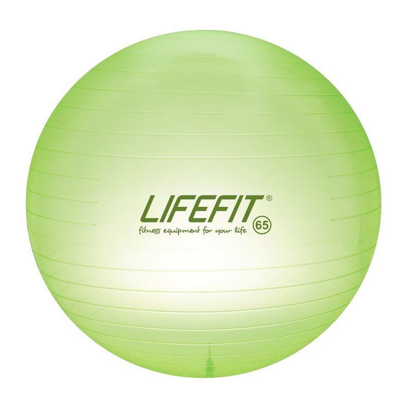 Gymnastický míč LIFEFIT® TRANSPARENT 65 cm, sv. zelený