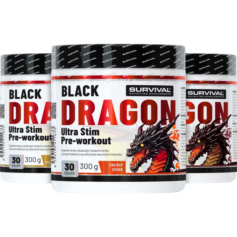 Survival NAKOPÁVAČ Black Dragon 300 g, energy drink - 2+1 ZDARMA