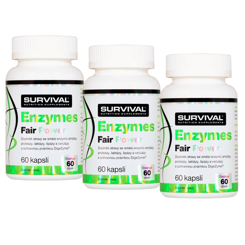 Survival Enzymes Fair Power - trávicí enzymy 3 x 60 cps