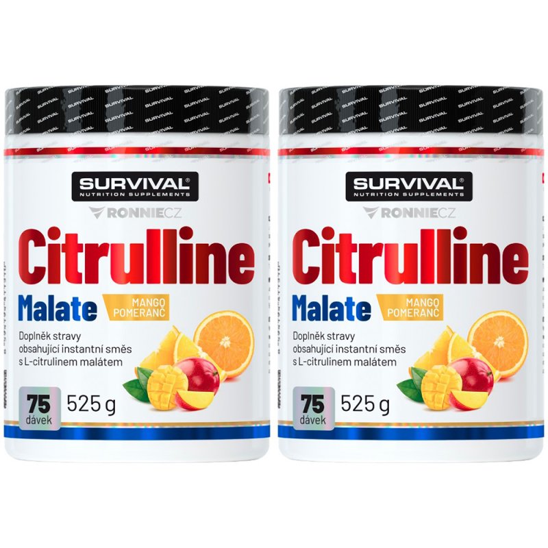 Survival Citrulline Malate 525 g, mango-pomeranč - AKCE 1+1