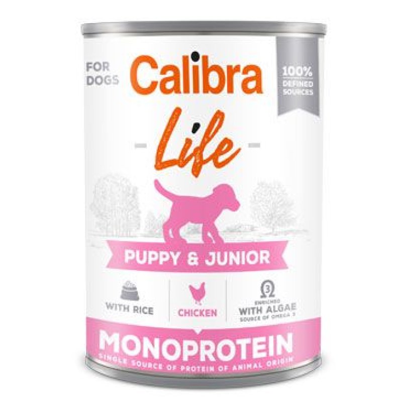 Calibra Dog Life konz. Puppy & Junior Chicken & Rice 400 g