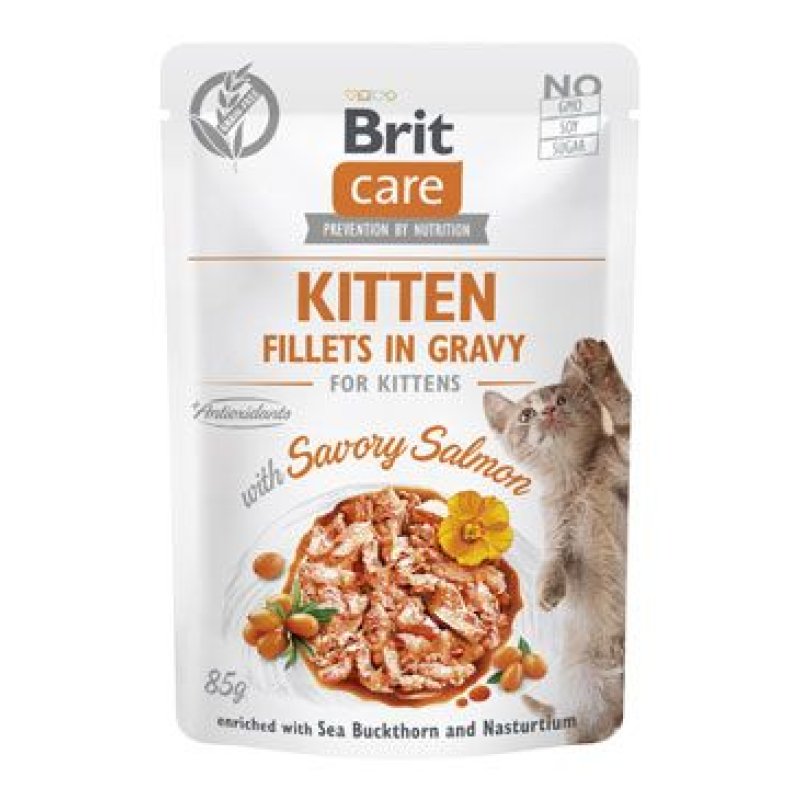 Brit Care Cat Fillets in Gravy Kitten Savor. Salmon 85 g