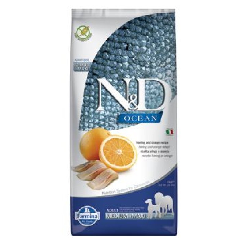 N&D OCEAN DOG Adult M/L Herring & Orange 12 kg