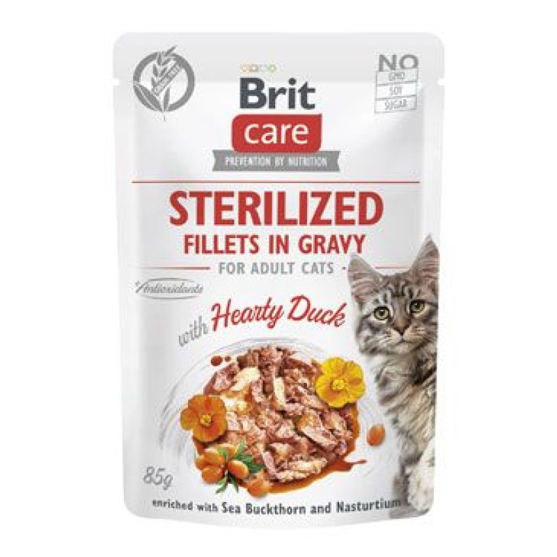 Brit Care Cat Fillets in Gravy Steril. Hearty Duck 85 g