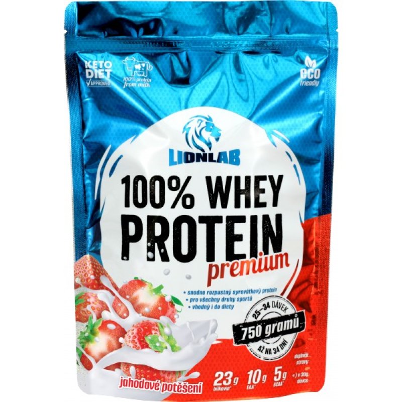 Lionlab 100 % Whey Protein - 750 g, jahodové potěšení