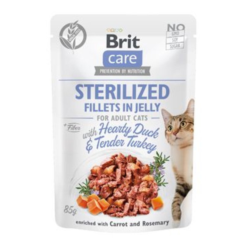 Brit Care Cat Fillets in Jelly Steril Duck&Turkey 85 g