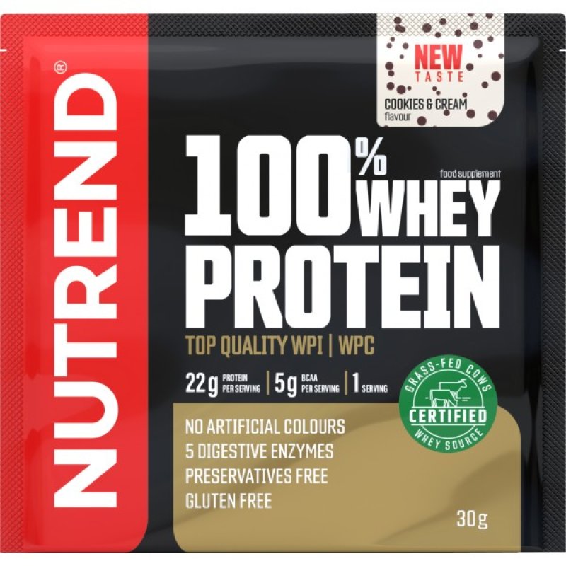 Nutrend 100 % Whey Protein - 30 g, cookies & cream