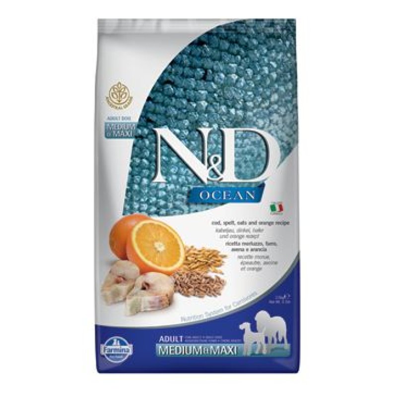 N&D OCEAN DOG LG Adult M/L Codfish & Orange 2,5 kg