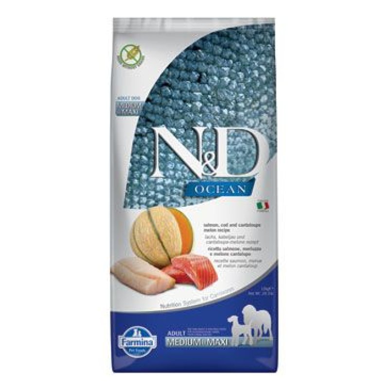 N&D OCEAN DOG Adult M/L Salmon & Cod & Melon 12 kg