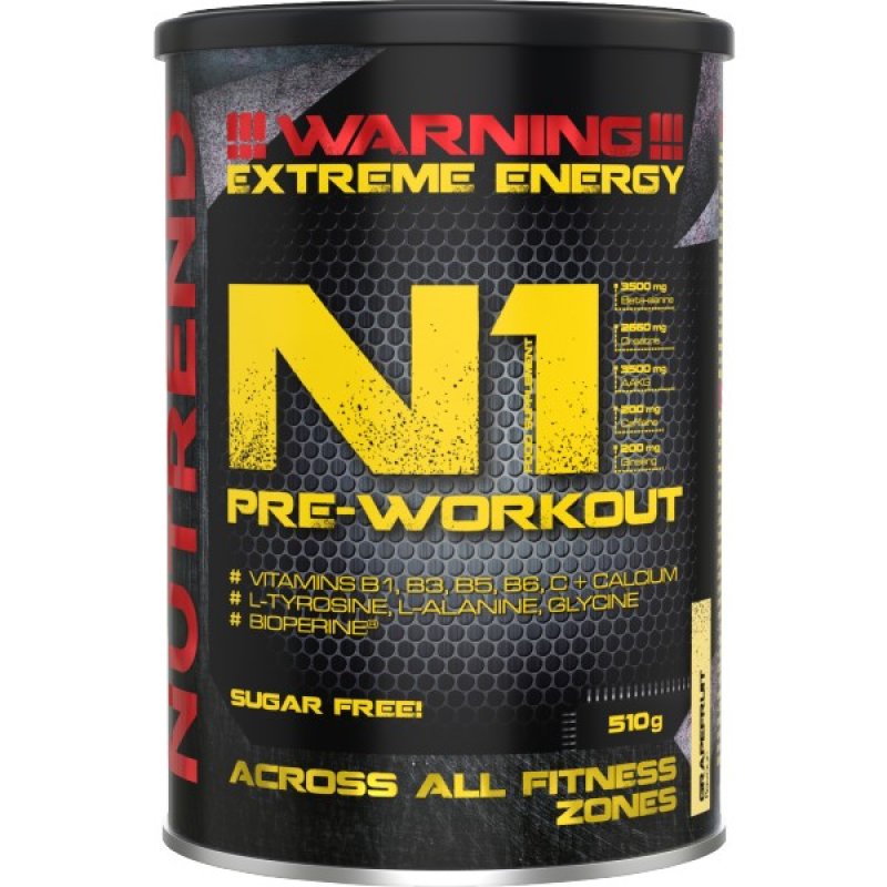 Nutrend N1 Pre-Workout - 510 g, černý rybíz