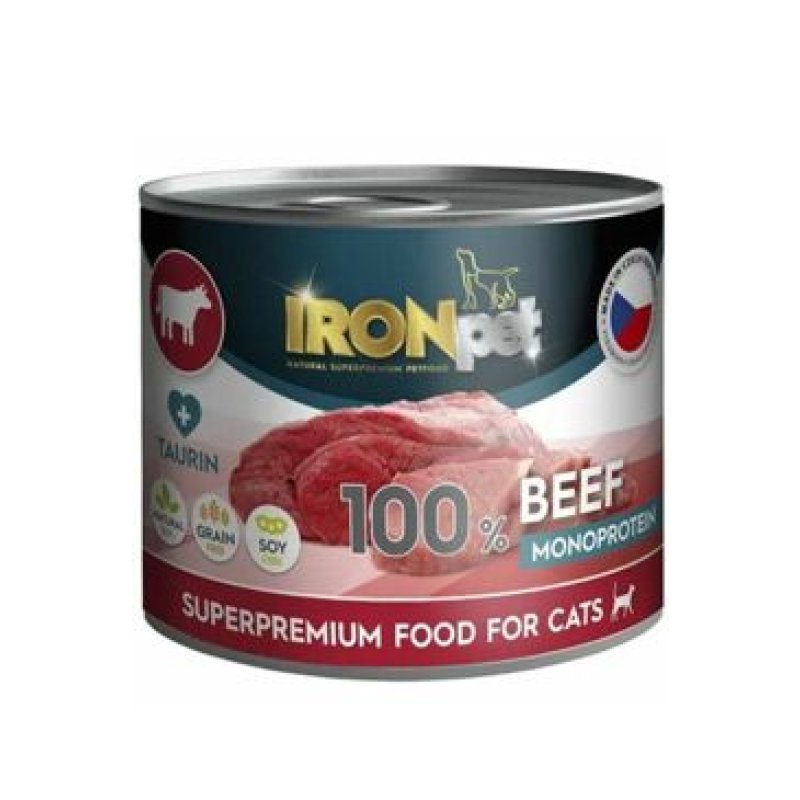 IRONpet Cat Beef konzerva 200 g