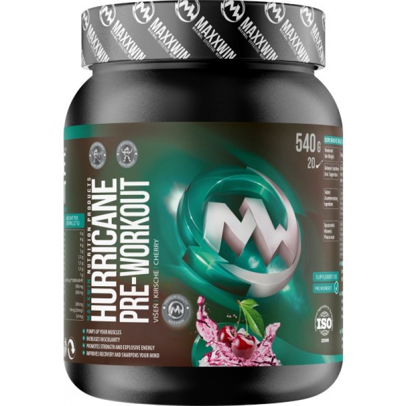 MaxxWin Hurricane Pre-Workout 540 g, višeň