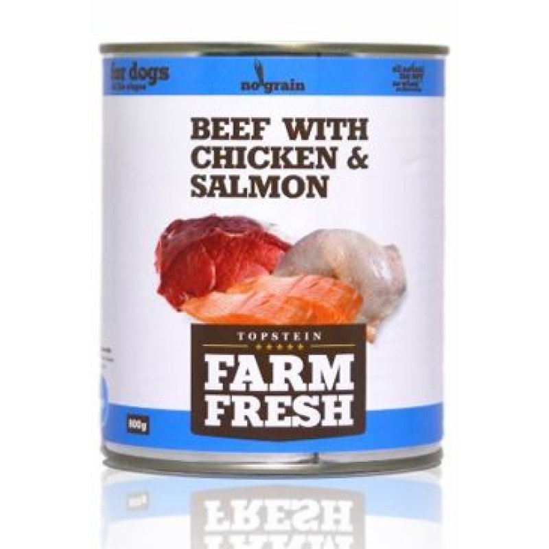 Farm Fresh Dog Beef with Chicken&Salmon konzerva 800 g