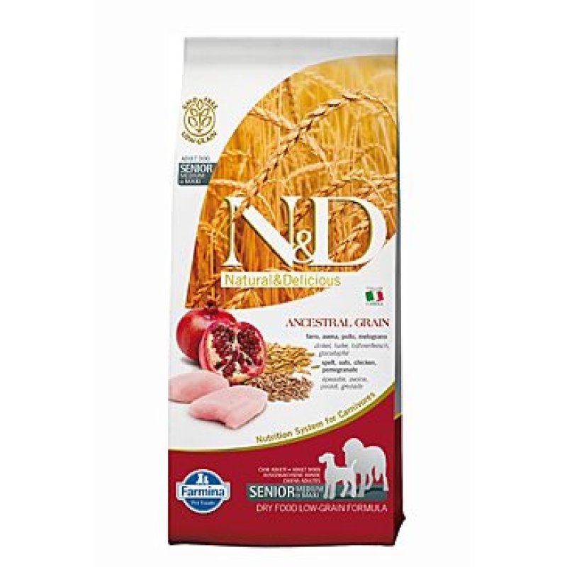 N&D LG DOG Senior M/L Chicken & Pomegranate 12 kg