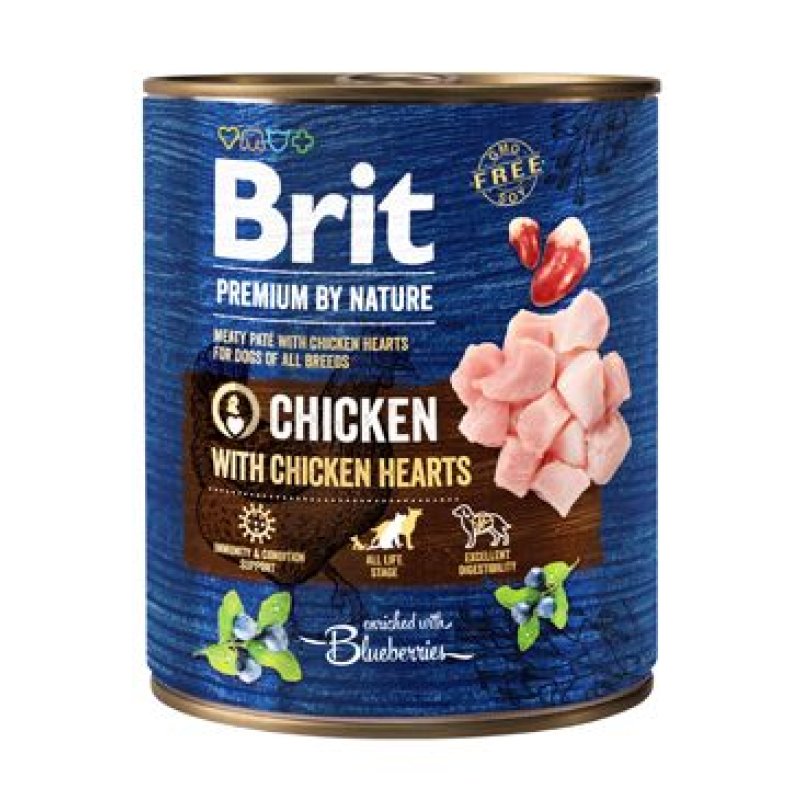 Brit Premium Dog by Nature  konz Chicken & Hearts 800 g