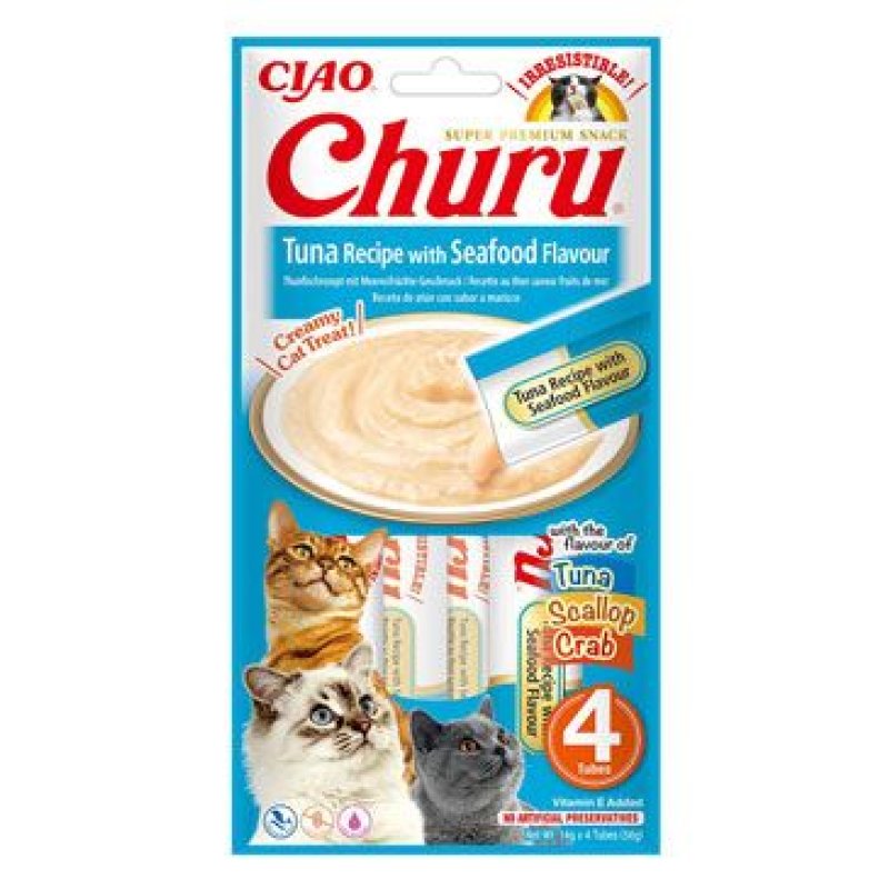 Churu Cat Tuna Recipe with Seafood Flavour 4 x 14 g