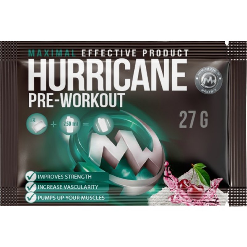 MaxxWin Hurricane Pre-Workout - 27 g, višeň