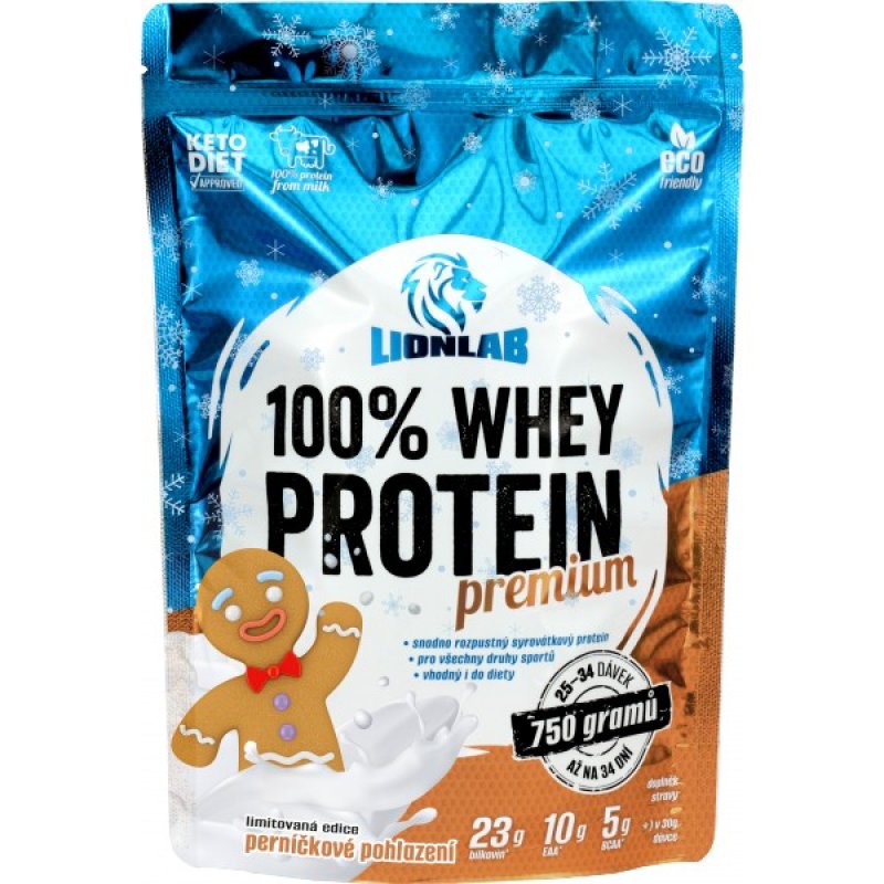 Lionlab 100 % Whey Protein - 750 g, perníčkové pohlazení