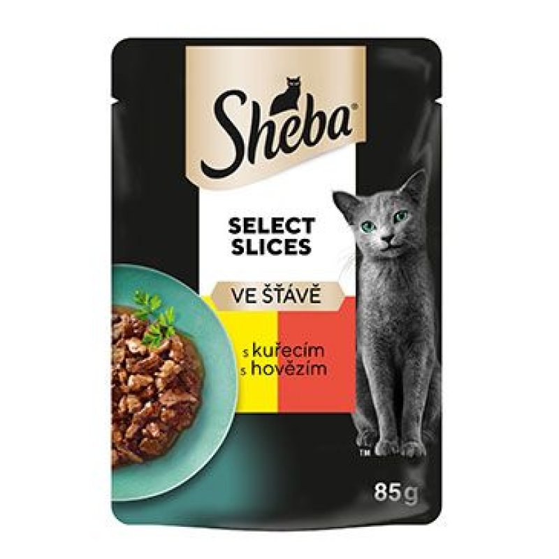 Sheba kapsa s kuřecím a hovězím ve šťávě 85 g