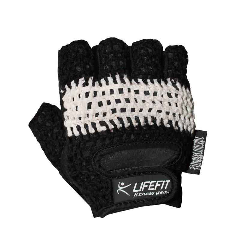 Fitness rukavice LIFEFIT® KNIT, vel. XL, černo-bílé