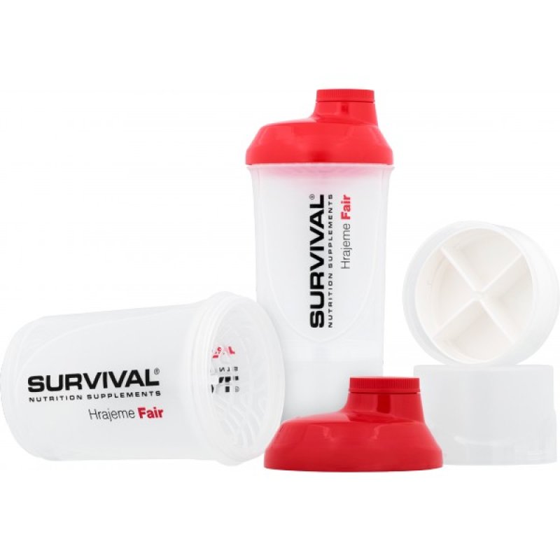 Šejkr Survival se zásobníky 600 ml (bílo-červený)