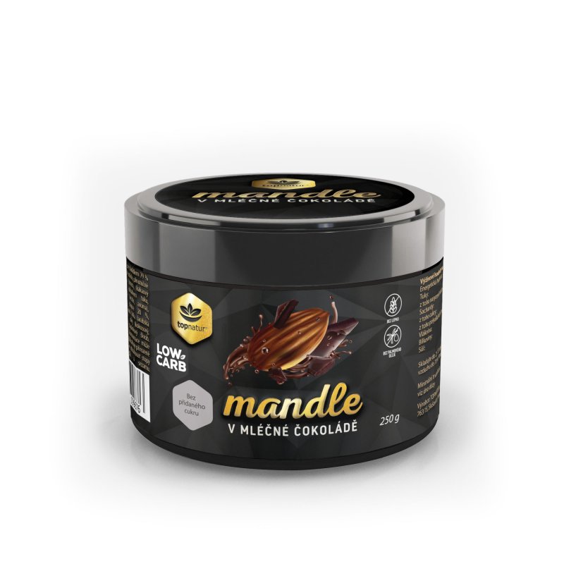 Topnatur LOW CARB mandle v mléčné čokoládě 250 g