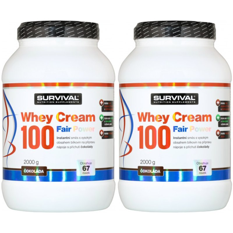 Survival Whey Cream 100 Fair Power 2000 g, čokoláda - AKCE 1+1