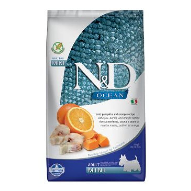 N&D OCEAN DOG Adult Mini Codfish&Pumpkin&Orange 2,5 kg