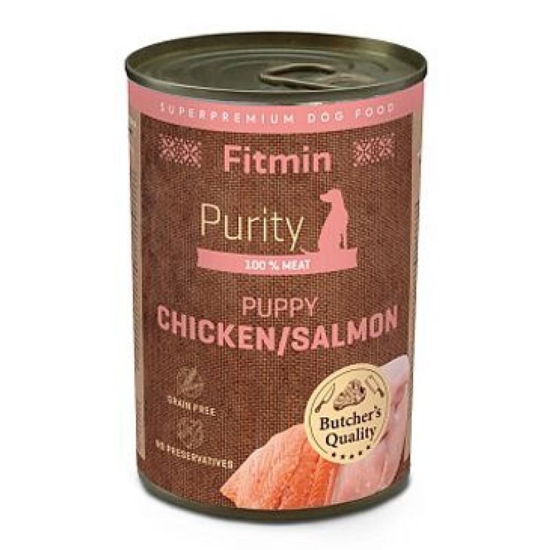 Fitmin dog Purity tin konz PUPPY salm & chicken 400 g