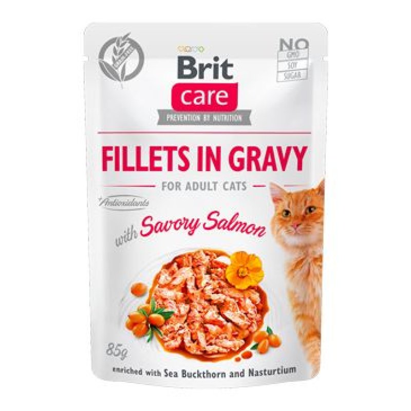 Brit Care Cat Fillets in Gravy Savory Salmon 85 g