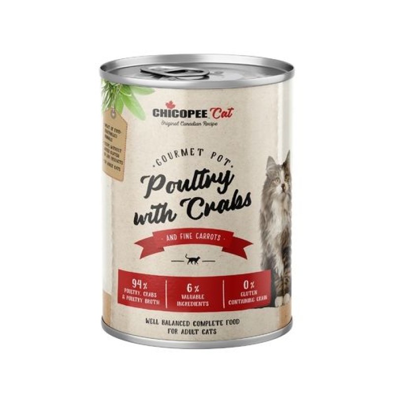 Chicopee Cat konz. Gourmet Pot Poultry+Crabs 400 g