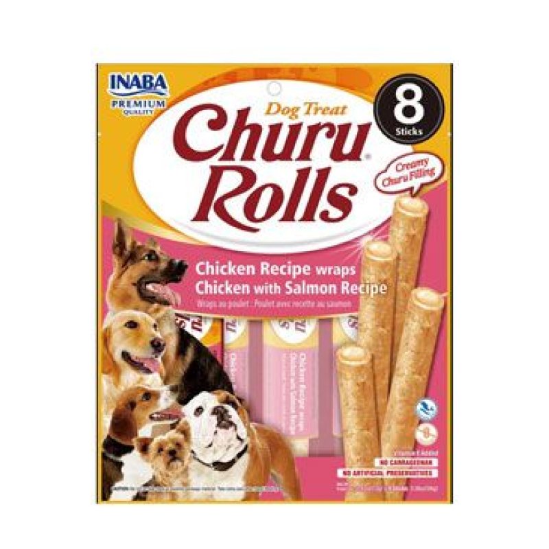 Churu Dog Rolls Chicken with Salmon wraps 8 x 12 g