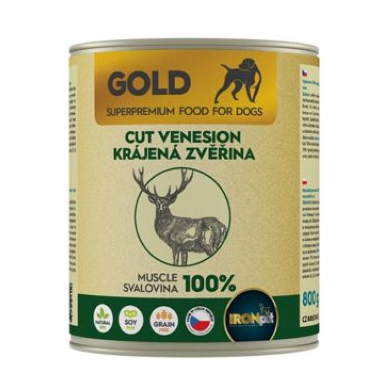 IRONpet Gold Dog Venison cut muscle konzerva 800 g