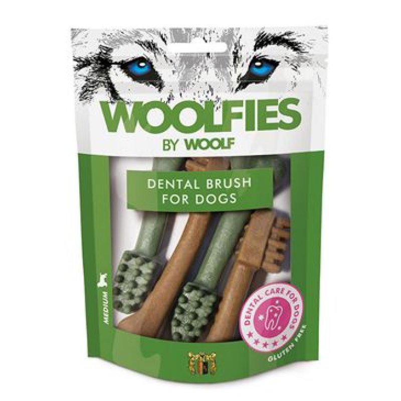 Pochoutka dentální Woolfies Dental Brush M 200 g