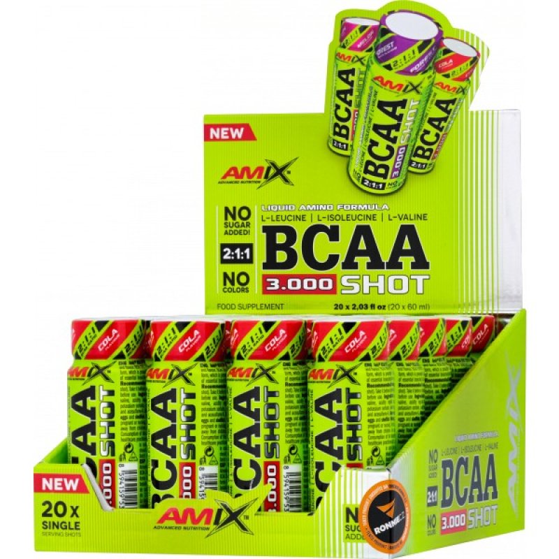 Amix BCAA 3000 Shot - 20x 60 ml, cola