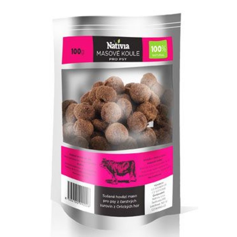 Nativia Sušené masové koule pochoutka pro psy 100 g