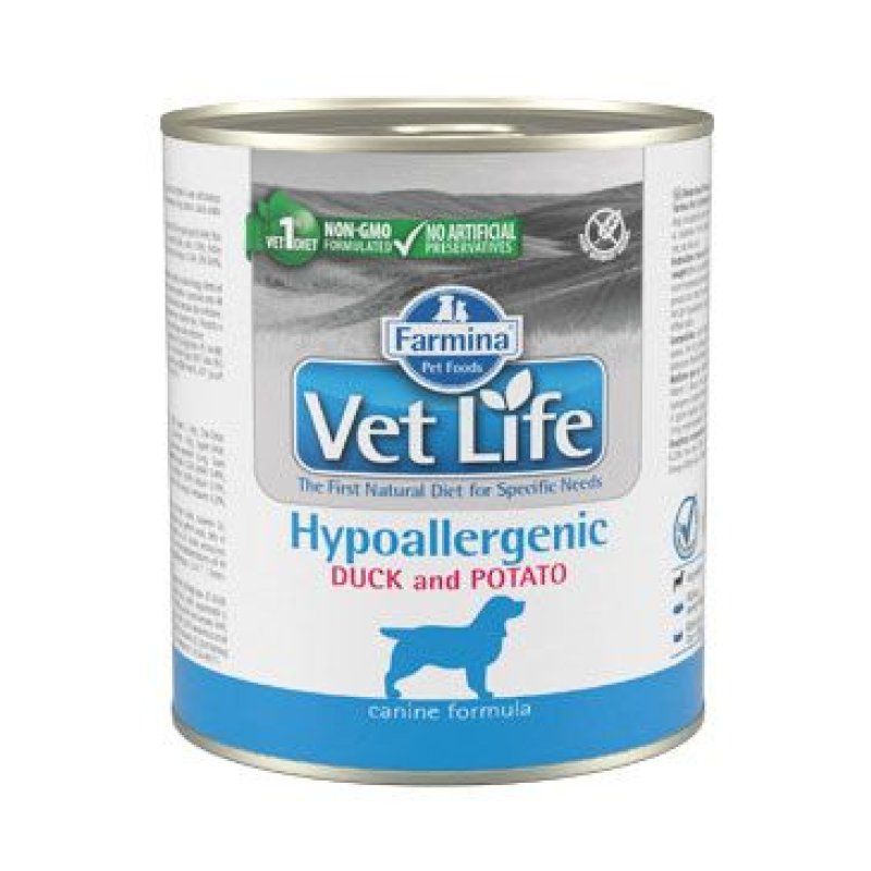 Vet Life Natural Dog konz. Hypoaller Duck & Potato 300 g