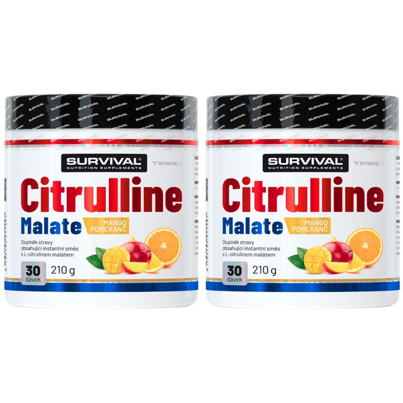 Survival Citrulline Malate 210 g, mango-pomeranč - AKCE 1+1