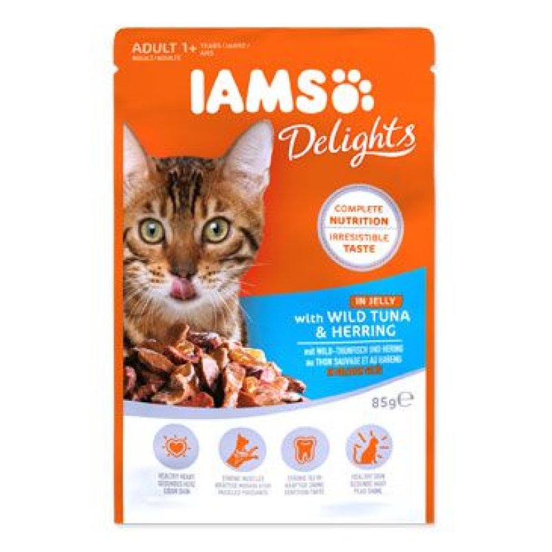 Iams Cat tuňák a sleď v želé kapsa 85 g