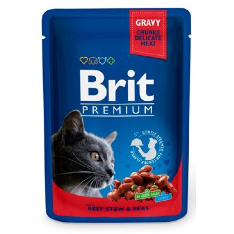 Brit Premium Cat kapsa with Beef Stew & Peas 100 g