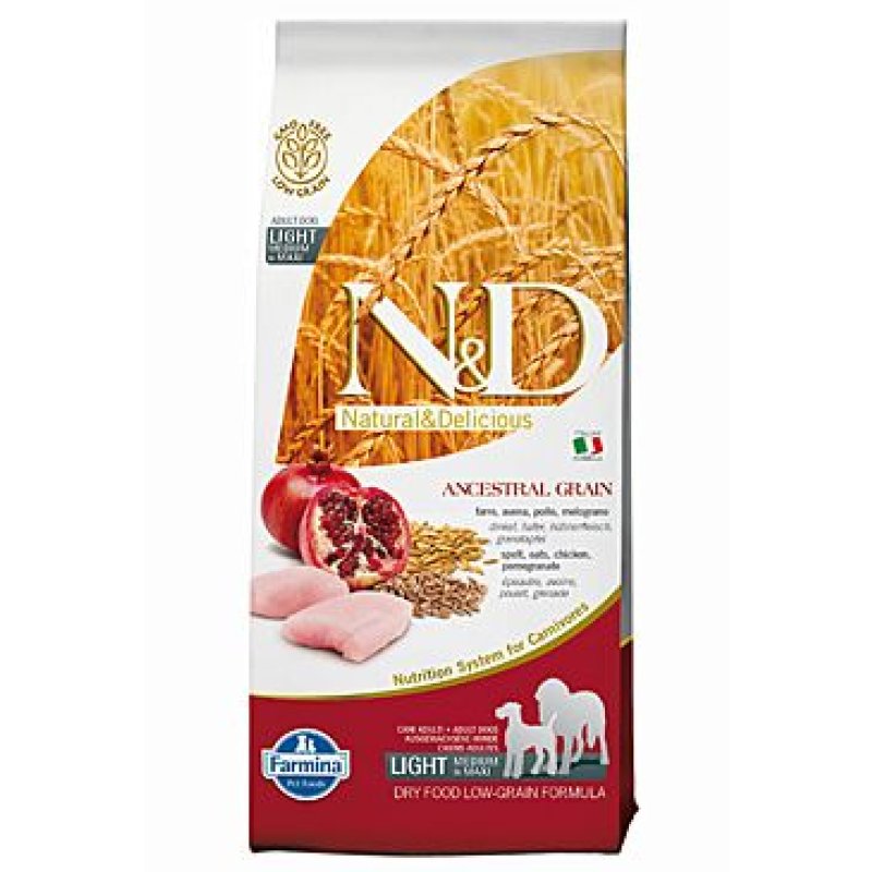 N&D LG DOG Light M/L Chicken&Pomegranate 12 kg