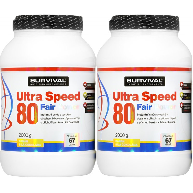 Survival Ultra Speed 80 Fair Power 2000 g, banán-bílá čoko - AKCE 1+1