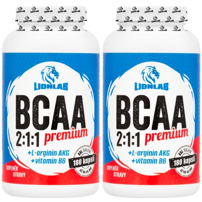 Lionlab BCAA 2:1:1 Premium XXL 180 cps - AKCE 1+1