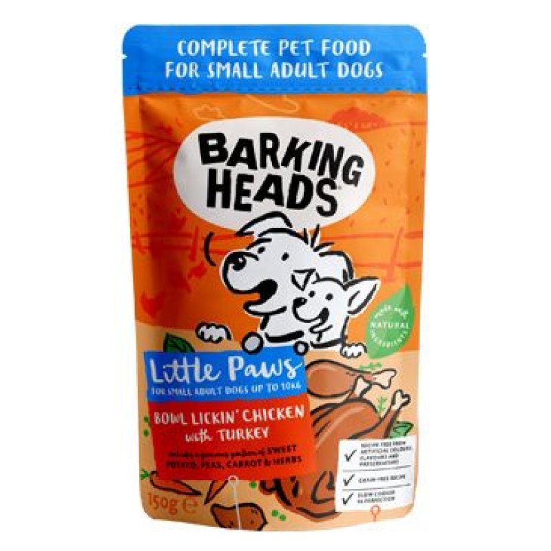 BARKING HEADS Litt. Paws Lickin' Chick+Tur kapsička 150 g