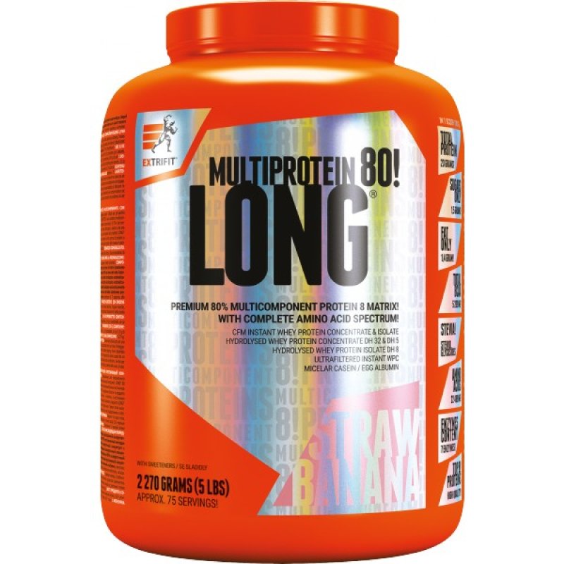 Extrifit Long 80 Multiprotein - 2270 g, jahoda-banán