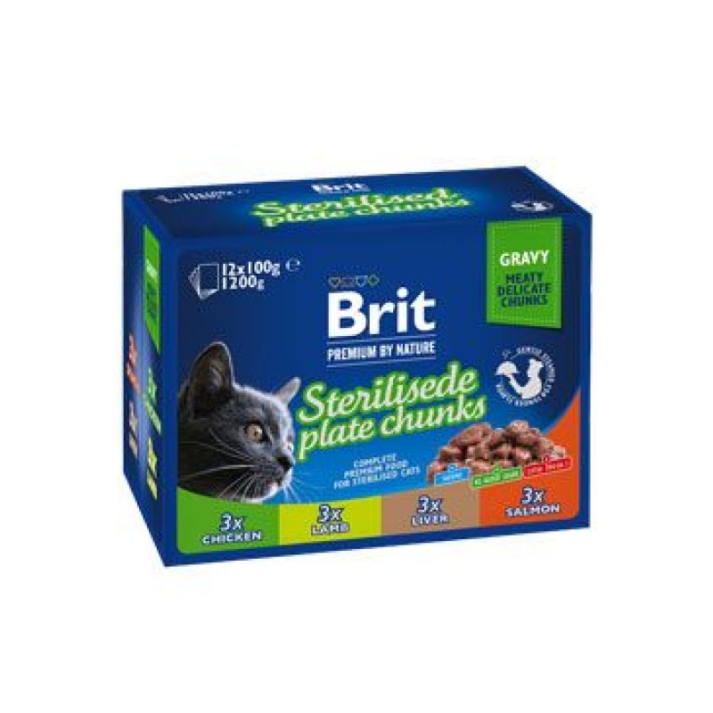 Brit Premium Cat kapsa Sterilised Plate 1200 g (12x100g)