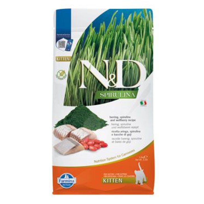 N&D SPIRULINA CAT Kitten Herring & Wolfberry 1,5 kg