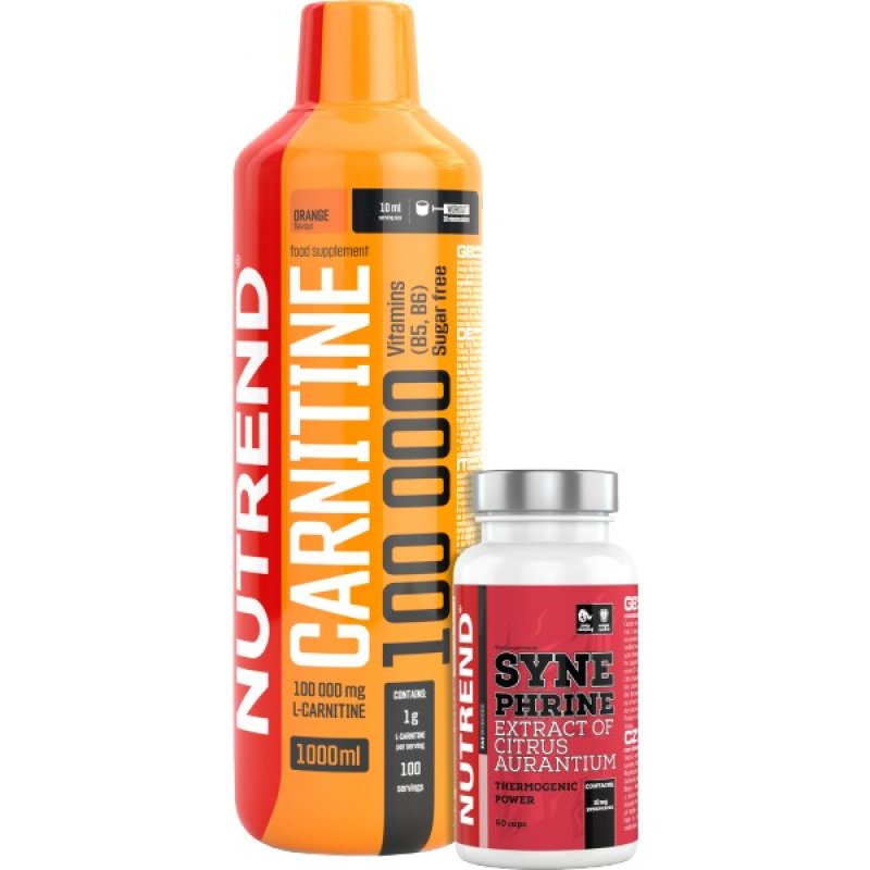 Nutrend Carnitine 100000 - 1000 ml, pomeranč + Synephrine 60 cps zdarma