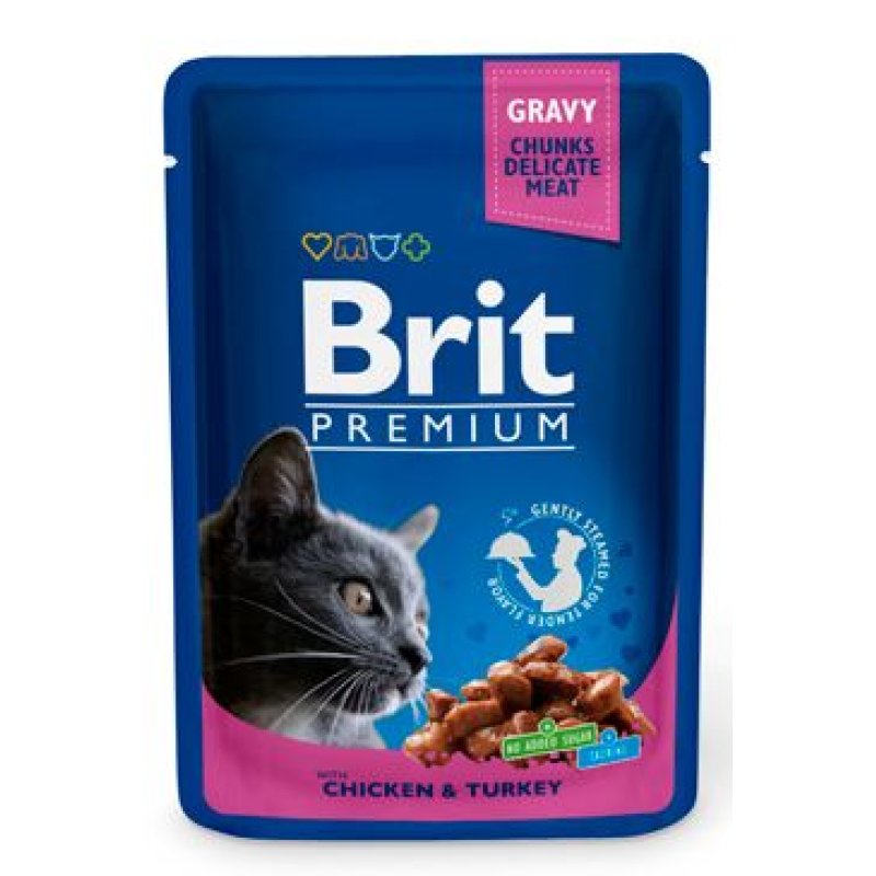 Brit Premium Cat kapsa with Chicken & Turkey 100 g